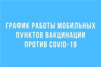 График работы мобильных и стационарных пунктов вакцинации против COVID-19 с 1 по 7 ноября